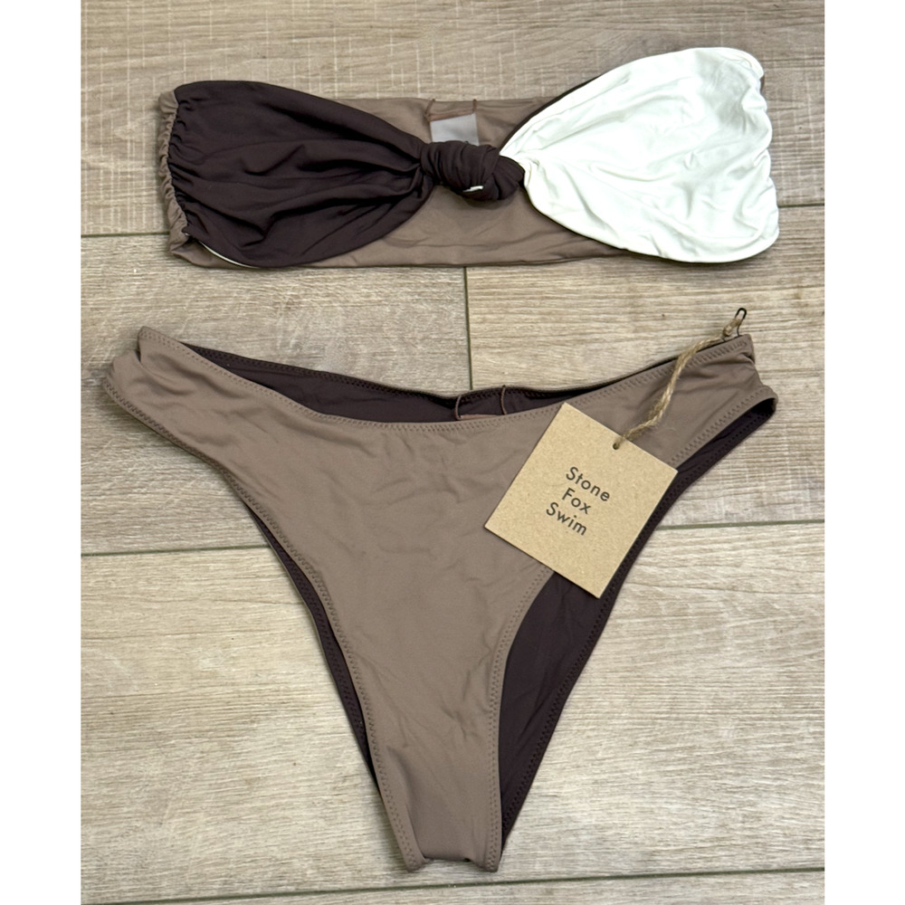STONE FOX REVERSIBLE LELE BIKINI TOP ZOLA BOTTOMS SWIMSUIT SET FREE PEOPLE SZ M - Picture 5 of 7